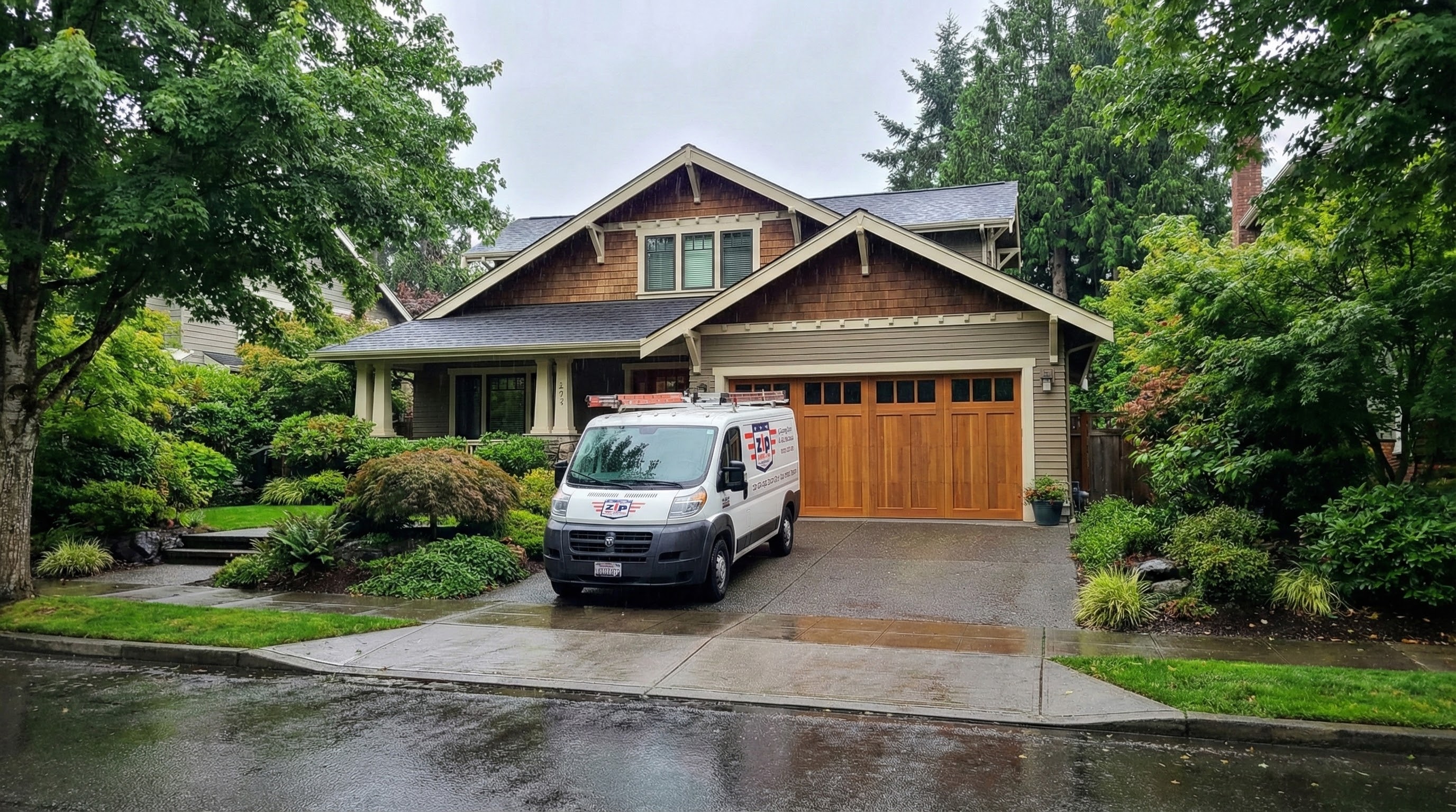 Zip Garage Doors Service Vehicle Parked at Customer Driveway.jpg in Everett, WA